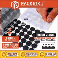 10PCS Set Round Velcro Hook & Loop Tape Self Adhesive (1cm / 1.5cm / 2cm / 2.5cm / 3cm)