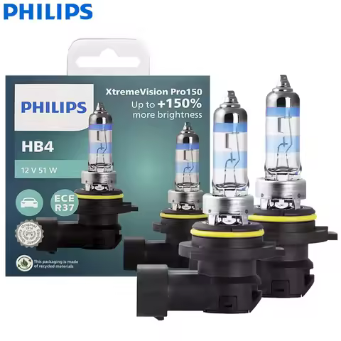 Philips X-tremeVision Pro150 HB4 9006 Car Halogen Headlight 12V 51W P22d +150% Bright White Original