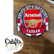 [CraftsBy.Lizzie] Arsenal Soccer Theme Cake Topper and Cupcake Topper