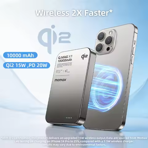 MOMAX Qi2 Magnetic Power Bank 10000mah 15W Wireless Charging 22.5W Wired Charge Qi2-Certified for iP