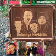 Souvenir Kado Unik Bambu Ukir Custom 16R 4 Wajah Ultah Wedding Family