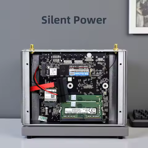 Fanless AMD Mini PC FU02 Ryzen 9 4950U 7 7730U 5825U 4700U Windows 11 Gaming Computer Dual LAN Firew