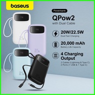 ◎ ✼ ▤ Baseus Qpow2 Power Bank 20000mAh 10000mAh PD 22.5W 20W Built in Dual-Cable and Digital Displa