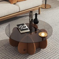 meja tamu kaca bundar coffe table meja minimalis aesthetic terlaris