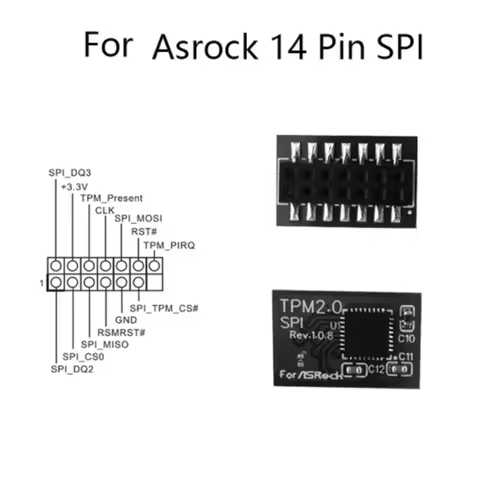 TPM 2.0 Encryption Security Module Remote Card 14 Pin SPI TPM2.0 Security Module For ASROCK Motherbo