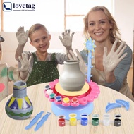 LOVETAG USB Electric Pottery Wheel Machine Mini Pottery Making Machine DIY Craft Ceramic Clay Pottery Kit With Pigment Clay Kids Toy L7O5