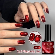 LILYCUTE Christmas Red Cat Eyes Magnetic Gel Polish Soak Off Sparkling Glass Bead Gel Polish Nail Ar