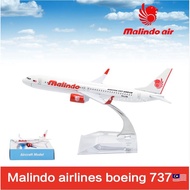 16cm Malindo Airlines Plane Model Boeing 737 Metal Diecast Aviation Model B737 Airways Airplane Mode