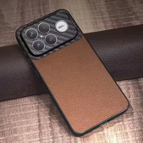Leather Case For Xiaomi Poco F9 Ultra F8 Pro Poco F7 F6 Pro Carbon Fiber Acrylic Splicing Cover For