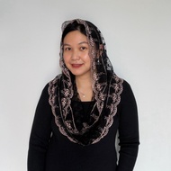 Mantilla Mantila Prayer Veil Instant Hijab - Gold Sarong