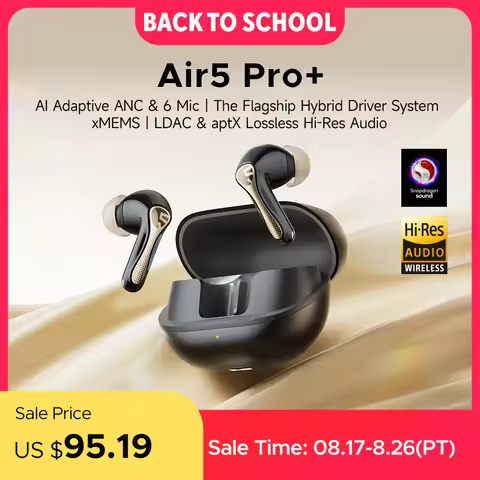 SOUNDPEATS Air5 Pro+ XMEMS Bluetooth Earphones 55dB Hybrid Adaptive ANC Earbuds, Hi-Res Wireless, LD