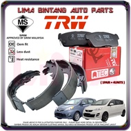 Perodua Alza , Alza Advance Front Brake Pads Disc Brake Pad , Rear Brake Lining Shoe TRW *Original* ( 2009-2021 )