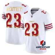 Men's San Francisco 49ers Christian McCaffrey White Gold 2025 Limited American Football Jersey