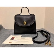 COACH Old Coach 9985 USA Made Calf Leather Turnlock 2-Way Shoulder & Handbag in Black | Authentic Vi