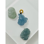 Aquamarine 9-tailed fox pendant for Water and Wood elements
