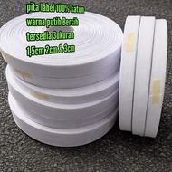 KATUN 100% cotton/canvas label ribbon, pure white cotton, available in 3 variants, sizes 1.5cm, 2cm 