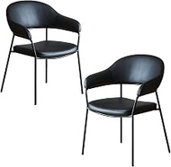 M's Works DC7111 435505 Dining Chair with Elbow and Steel Legs Black
