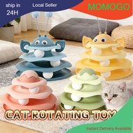 3-Tier Rotating Table Cat Ball Cat Tower Toy Round Track Turntable Toy Interactive Toy Kucing Mainan