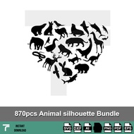 E0006 - Animal LOver SVG, Animal T-shirt Design SVG, Animal Lover In heartshape, Love shape SVG, sil