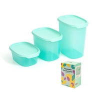 Tupperware One Touch Fresh Oval Set Turquoise with box 3pcs