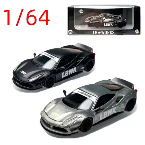 CM Model Diecast 1/64 Scale Ferrari 488 Widebody Matte Black Car Model Alloy Ferrari 488 Supercar Gi