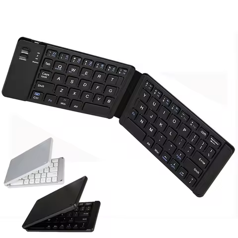 Jomaa Mini Wireless Bluetooth Foldable Keyboard Folding Bluetooth Wireless Keyboard for iPad Tablet 