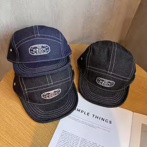 5 Panel Baseball Cap Denim Cotton Dad Hats Classic Flat Bill Caps Casual Snapback Cap Vintage Citybo