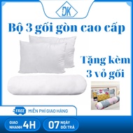 Bộ 2 gối ngủ 50x70cm + 1 gối ôm 100x35cm tặng 3 vỏ gối cotton hàng VN cao cấp - Đăng Khoa 79 - gối