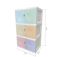 Global House Zeking ตู้พลาสติกบานเปิด 3 ชั้น 70x50x121 ซม. รุ่น Colorvid W5 สีพาสเทล รับประกันของเเท