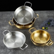 Stainless Steel Instant Noodle Pot Korean-Style Single Hot Pot Golden Double-Ear Dry Pot Household Gas Soup Pot Seafood Pot