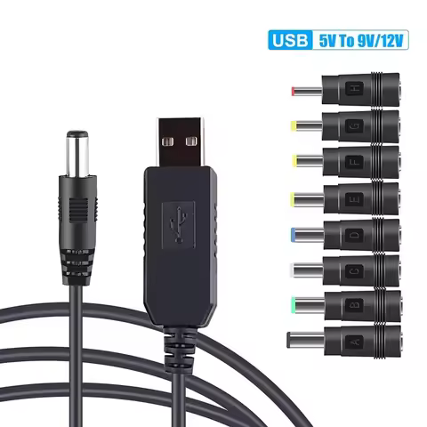 DC 5V to 9V/12V Power Bank To WiFi Cable USB/Type C Power Boost Cable With 8pcs Adapters for Wifi Ro