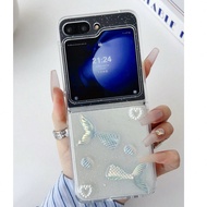 เคสโทรศัพท์ หางปลาทะเลสีขาวมุก สำหรับ Z Flip6/5 Foldable Phones, MIX Flip, Oppo Find N3 Flip, P50 Po