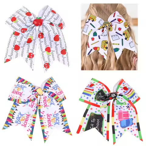 New Back To School Hair Bow Clips Cute Apple Print Bowknote Hairpins Fashion Headwear Boutique Penci