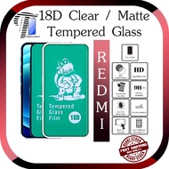Redmi 9 / 9A / 9C / 10 / 9T / Note 9 / 10 Pro / 10s / 9s / 9 Pro 18D Matte / Clear Full Tempered Gla