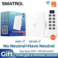 SMATRUL WiFi Switch Smart Wall Light Switch RF433/APP/Touch Control 1 Gang Timer Home Automation Support for 天猫精灵 Google Home/Nest &amp; Amazon Alexa white