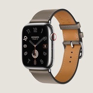 Hermes Apple Watch S9 45mm銀色錶盤 大象灰皮帶 香港專櫃購買，有正單