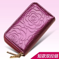 dompet perempuan kecil dompet perempuan cute Ladies Short Double Zipper Cowhide Hand Key Case