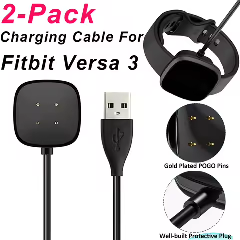 2 Pack Watch Charger For Fitbit Versa3 Sense 2/Sense/Versa 4/Versa 3 USB Smartwatch Charger Replacem