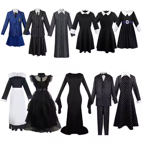 Addams Family Cosplay Costume Wednesday Wednesday's Outfit Dress Cosplay Dress for Adult and Childre