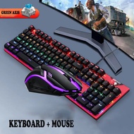 FIREWOLF ME Real Mechanical Keyboard And Mouse Gaming Colorful Backlit 104 keys KM300