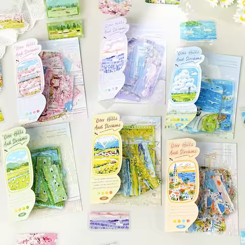 12packs/LOT cross mountains and rivers series cute lovely retro decorative PET sticker