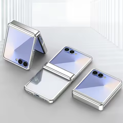 Electroplated Clear Phone Case for Samsung Galaxy Z Flip 7 fe 6 5 Flip7 Flip6 with Hinge Protection