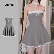 Cute Plain Contrast Binding Tie Front Dress for Women L133AD063