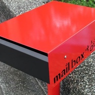 全不鏽鋼轉蓋信箱　紅黑配色華麗深沉優雅時尚　含直立桿