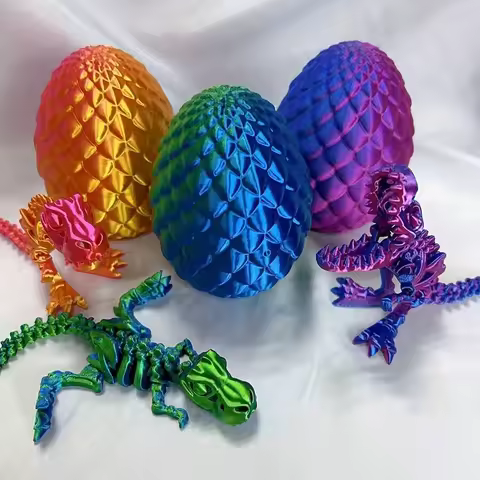3D Printed Articulated T-Rex Dinosaur Eggs Collectible Figurines With Jointed Skeletons, Perfect For