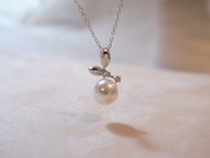 日本 Akoya 珍珠項鍊 18k金鑲鑽 天然鑽石 項鍊