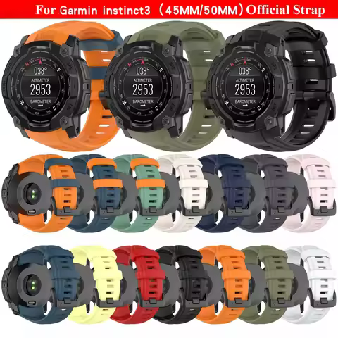 Offical Silicone Watch Strap For Garmin Instinct 3 50mm AMOLED Solar SmartWatch Bracelet Watch Band 