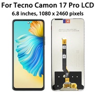 XD จอ LCD แบบดั้งเดิม6.8นิ้วสำหรับ Tecno Camon 17 Pro CG8 LCD 17Pro CG8h แสดงผลหน้าจอสัมผัสดิจิไทเซอ