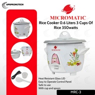 Micromatic Rice Cooker 0.6L 3 Cups 350W Mini Rice Cooker MRC-3