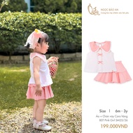M&B (6Y-3Y) Lovely Pink checkered skirt set made of soft, fashionable cotton for girls 7kg4 - 15kg P